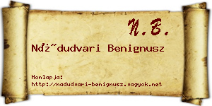 Nádudvari Benignusz névjegykártya
